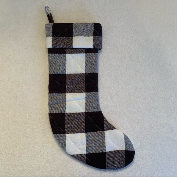 Charcoal grey and cream plaid stocking - Picture 2 of 6
